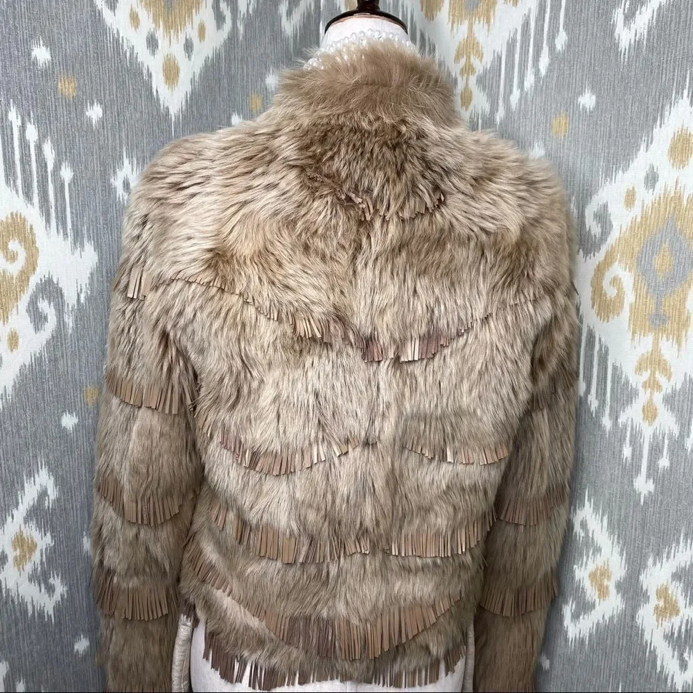 Ralph Lauren ‘15 Collection Tan Italian Lamb Shearling & Suede Fringe Jacket - Picture 12 of 16